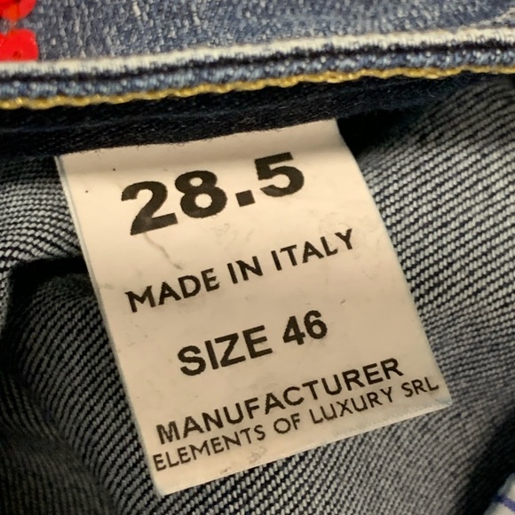 Italian Vibrant Red and White Skinny Beaded Jeans Sequence Side Accents - Picture 16 of 16